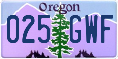 OR license plate 025GWF