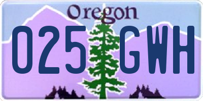OR license plate 025GWH