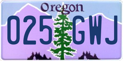 OR license plate 025GWJ