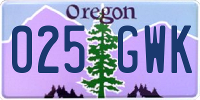 OR license plate 025GWK