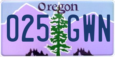 OR license plate 025GWN