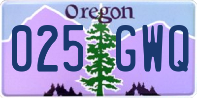 OR license plate 025GWQ