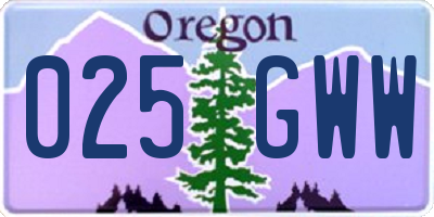 OR license plate 025GWW