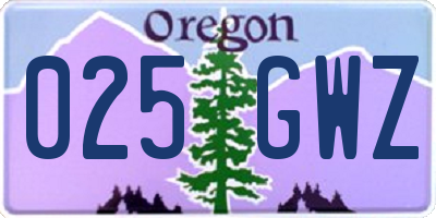 OR license plate 025GWZ