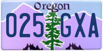 OR license plate 025GXA