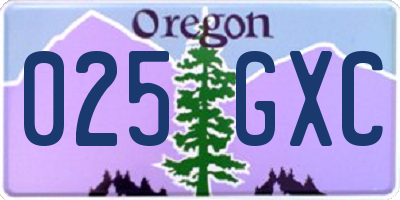 OR license plate 025GXC