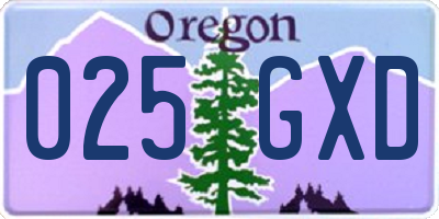 OR license plate 025GXD