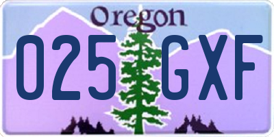 OR license plate 025GXF