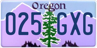 OR license plate 025GXG
