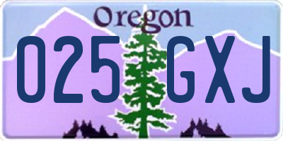 OR license plate 025GXJ