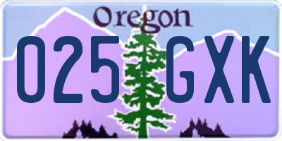 OR license plate 025GXK