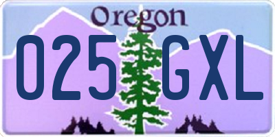 OR license plate 025GXL