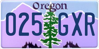 OR license plate 025GXR