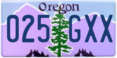 OR license plate 025GXX
