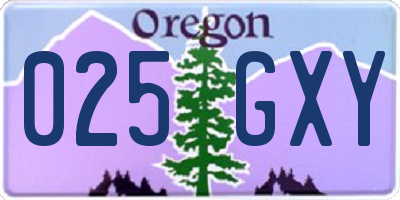 OR license plate 025GXY