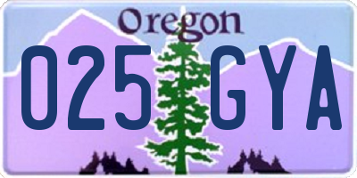 OR license plate 025GYA