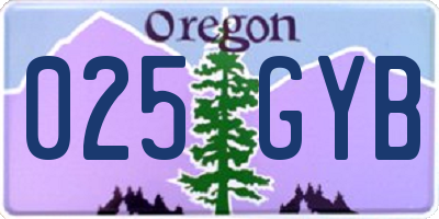OR license plate 025GYB