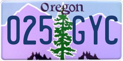 OR license plate 025GYC