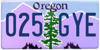 OR license plate 025GYE
