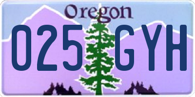 OR license plate 025GYH