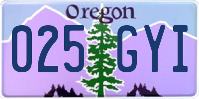 OR license plate 025GYI