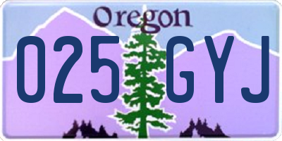 OR license plate 025GYJ