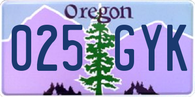 OR license plate 025GYK