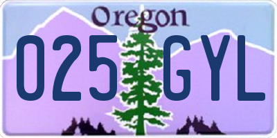 OR license plate 025GYL