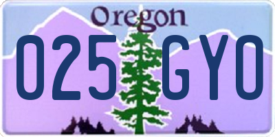 OR license plate 025GYO