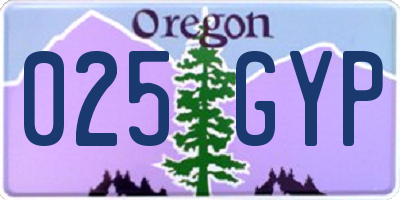 OR license plate 025GYP