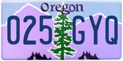 OR license plate 025GYQ