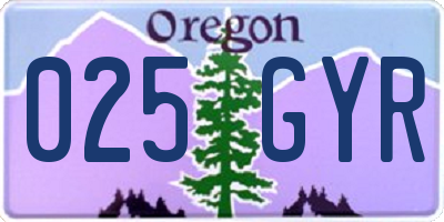 OR license plate 025GYR