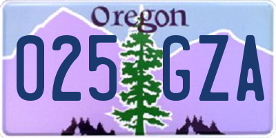OR license plate 025GZA