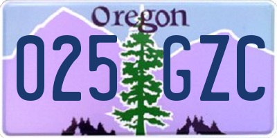 OR license plate 025GZC