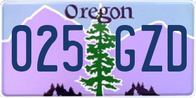 OR license plate 025GZD