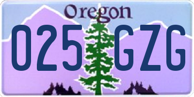 OR license plate 025GZG