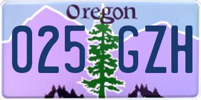 OR license plate 025GZH