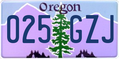 OR license plate 025GZJ