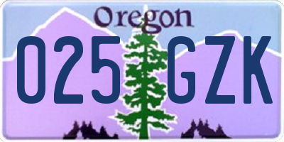 OR license plate 025GZK