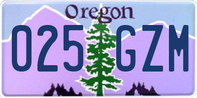 OR license plate 025GZM