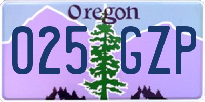 OR license plate 025GZP