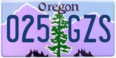 OR license plate 025GZS