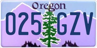 OR license plate 025GZV