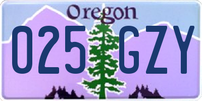 OR license plate 025GZY