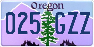 OR license plate 025GZZ