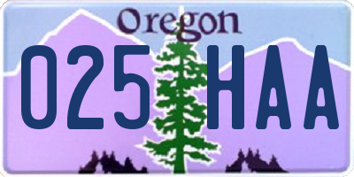 OR license plate 025HAA