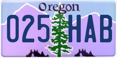 OR license plate 025HAB