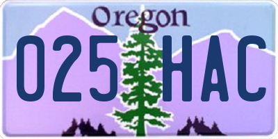 OR license plate 025HAC