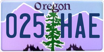 OR license plate 025HAE