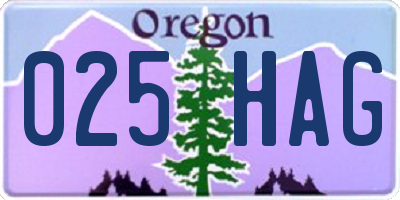 OR license plate 025HAG